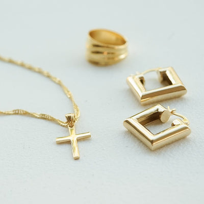 Daisy London Polly Sayer Cross Necklace, Gold