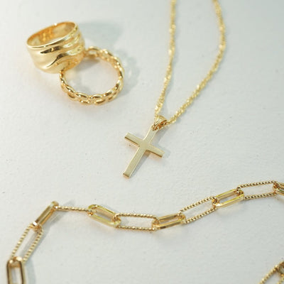 Daisy London Polly Sayer Cross Necklace, Gold
