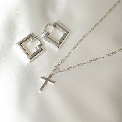 Daisy London Polly Sayer Cross Necklace, Silver