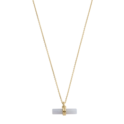 Kirstin Ash Blue Lace Agate T-Bar Necklace, Gold