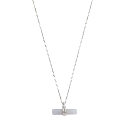 Kirstin Ash Blue Lace Agate T-Bar Necklace, Silver