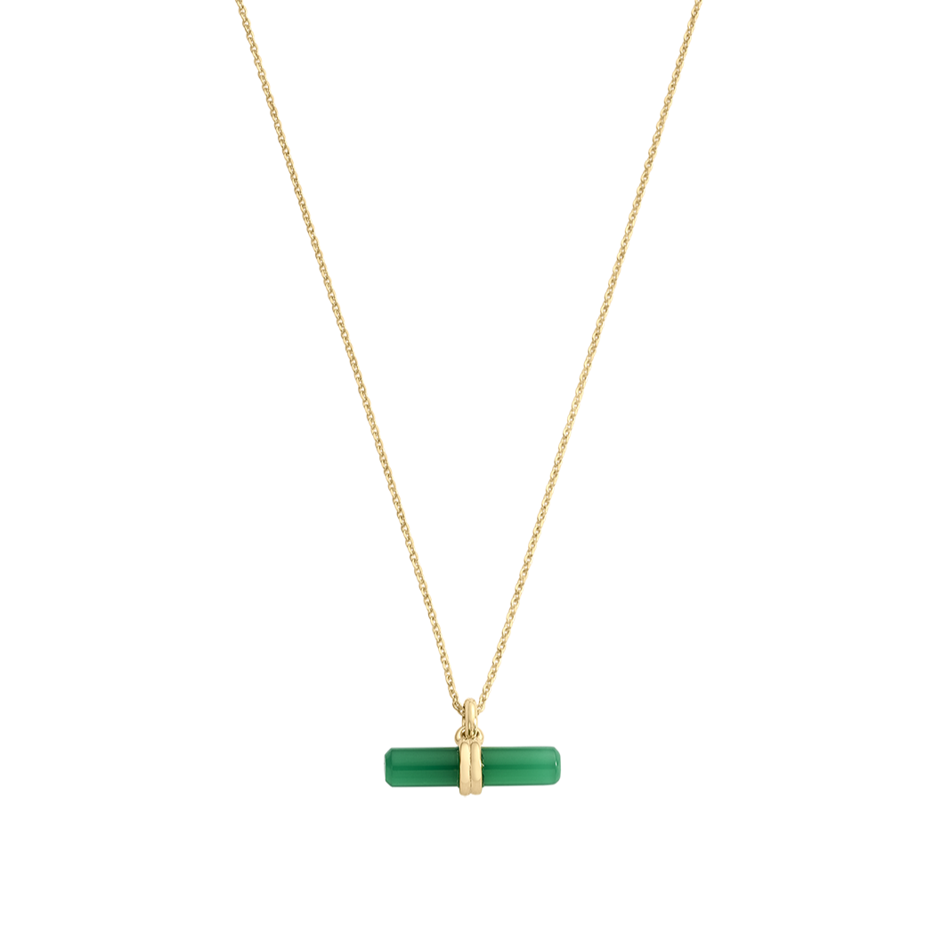 Kirstin Ash Green Onyx T-Bar Necklace, Gold