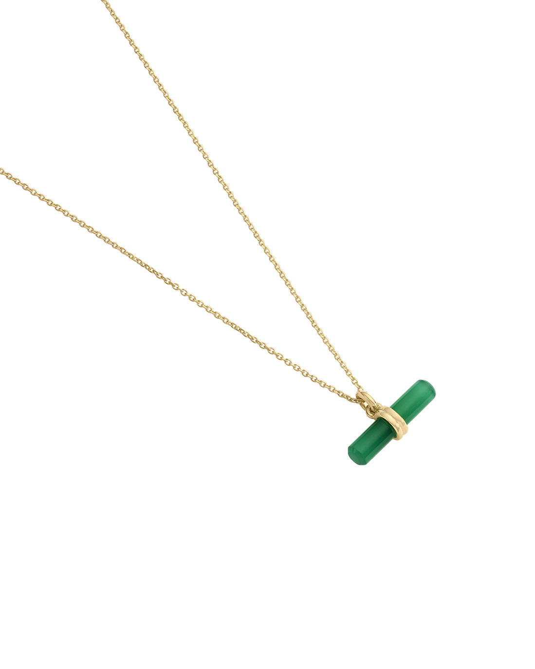 Kirstin Ash Green Onyx T-Bar Necklace, Gold