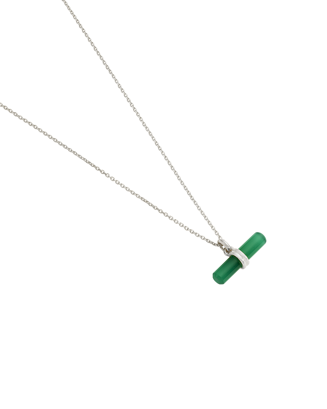 Kirstin Ash Green Onyx T-Bar Necklace, Silver