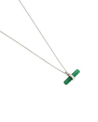 Kirstin Ash Green Onyx T-Bar Necklace, Silver