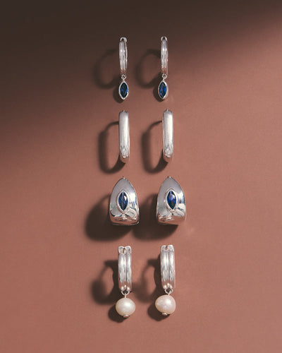 Kirstin Ash Ink Drop Hoops, Silver