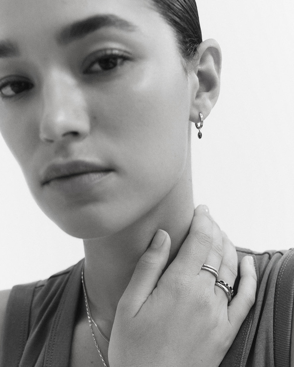 Kirstin Ash Ink Drop Hoops, Silver