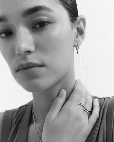 Kirstin Ash Ink Drop Hoops, Silver