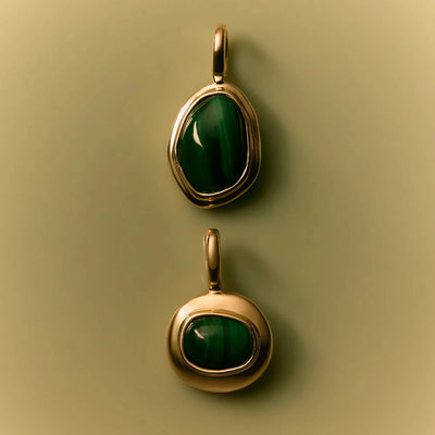 Kirstin Ash Luminous Malachite Charm, 9k Gold