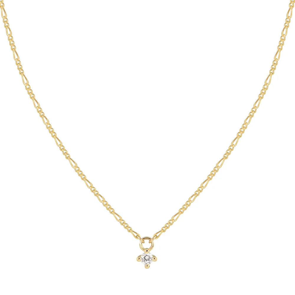 Linda Tahija 9k Gold Bella Diamond Figaro Necklace