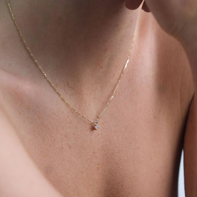 Linda Tahija 9k Gold Bella Diamond Figaro Necklace