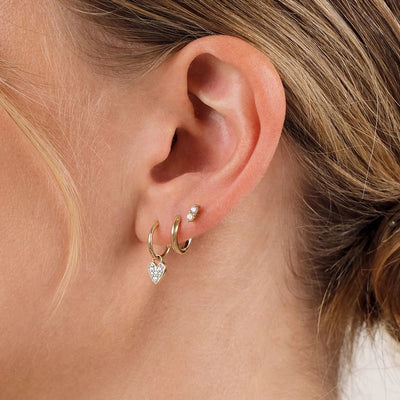 Linda Tahija 9k Gold Diamond Heart Hoop Earrings