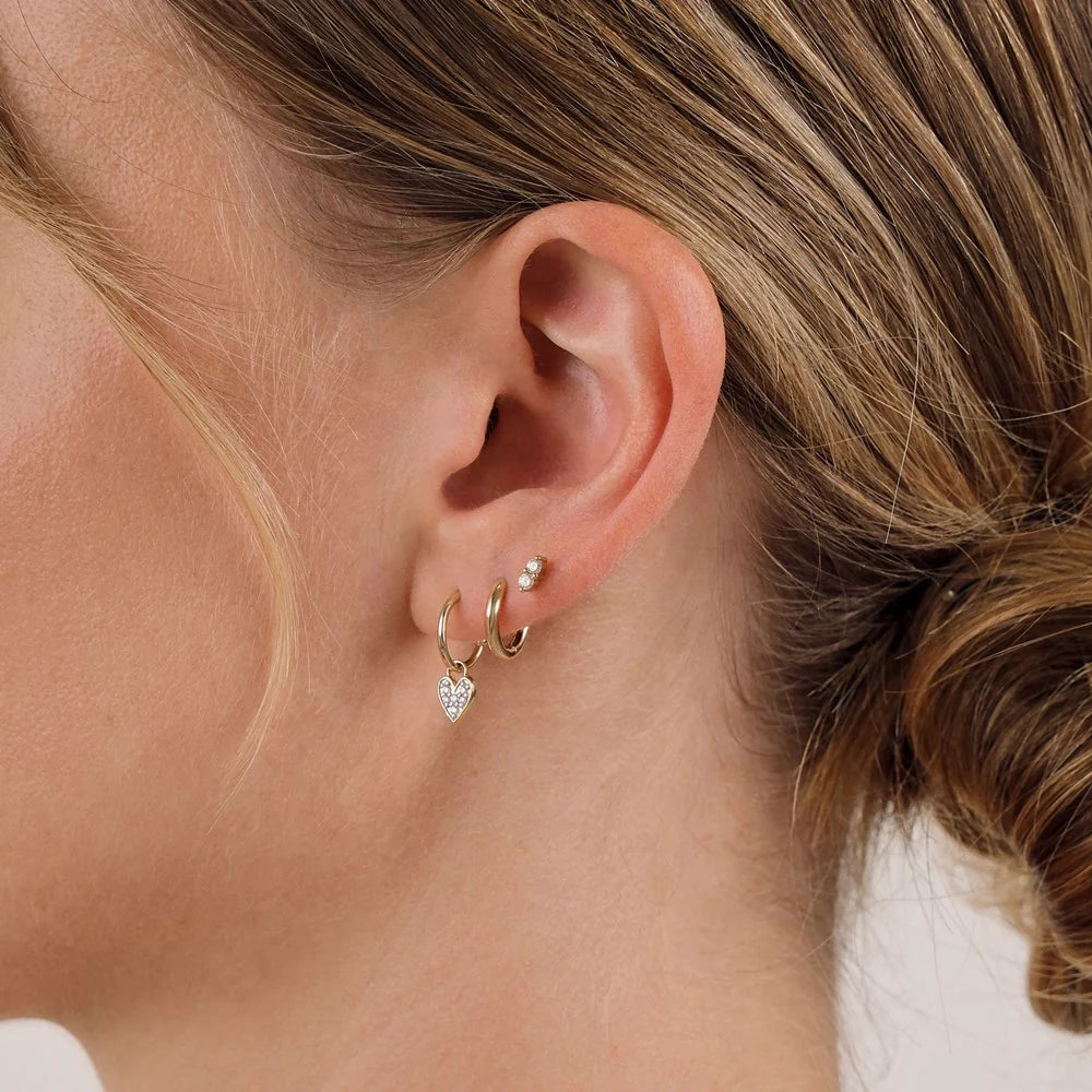 Linda Tahija 9k Gold Diamond Heart Hoop Earrings