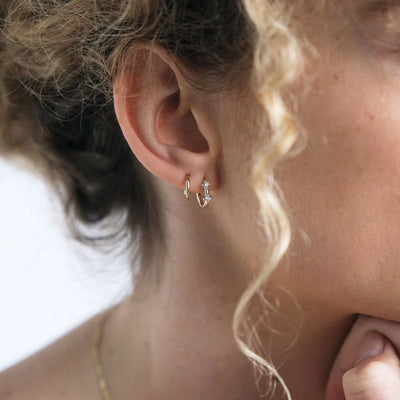 Linda Tahija 9k Gold Mila Diamond Huggie Earrings