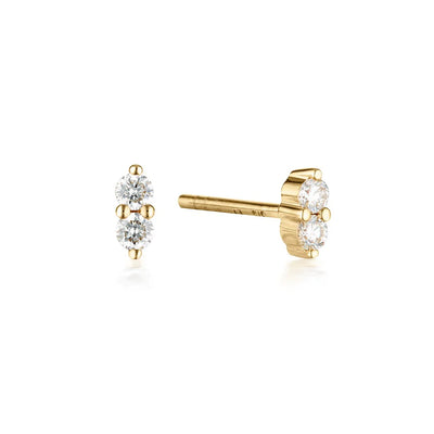 Linda Tahija 9k Gold Twin Diamond Stud Earrings