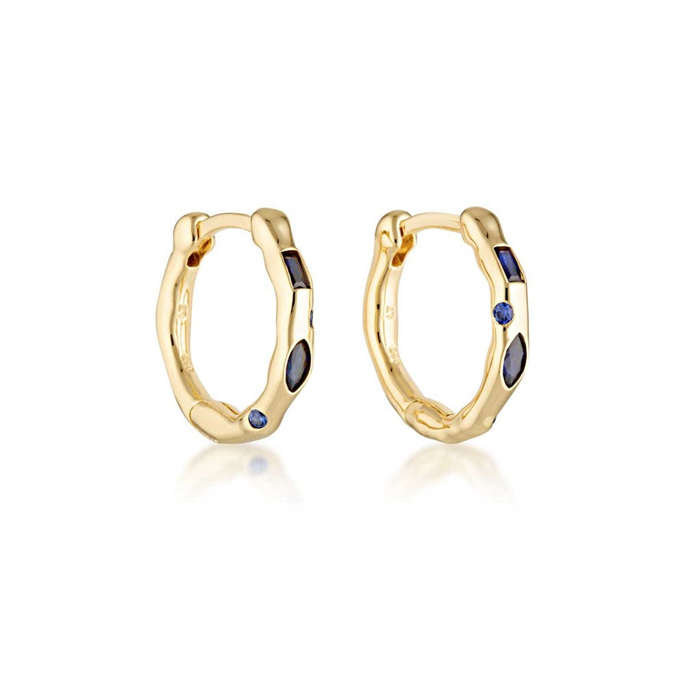 Linda Tahija Relic Gem Hoop Earrings, Created Sapphire, Gold or Silver