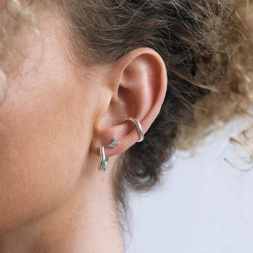 Linda Tahija Curve Ear Cuff, Silver