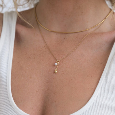 Linda Tahija Lou Pearl Charm Necklace, Gold