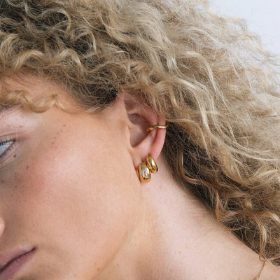 Linda Tahija Rocco Huggie Earrings, Gold