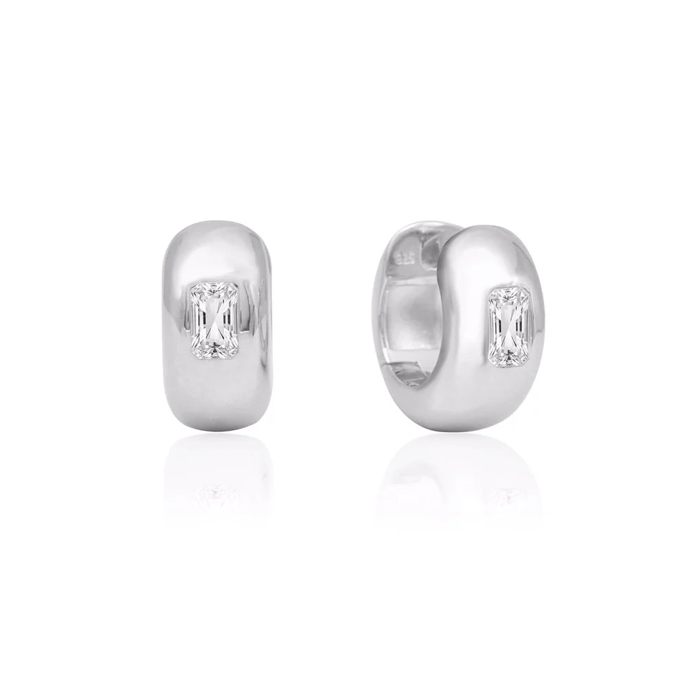 Linda Tahija Rocco Huggie Earrings, Silver