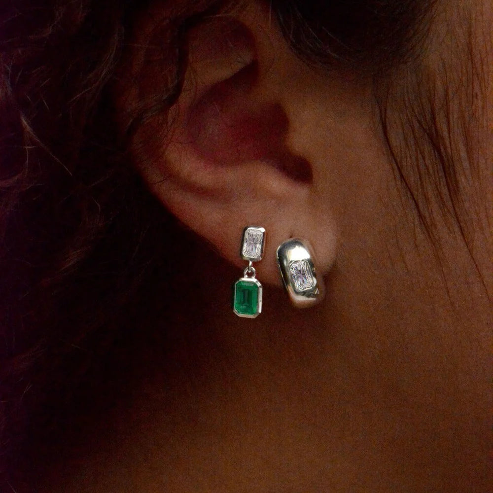 Linda Tahija Rocco Huggie Earrings, Silver