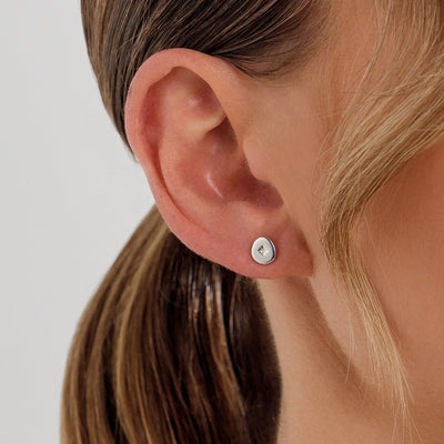 Linda Tahija Vega Stud Earrings, Silver