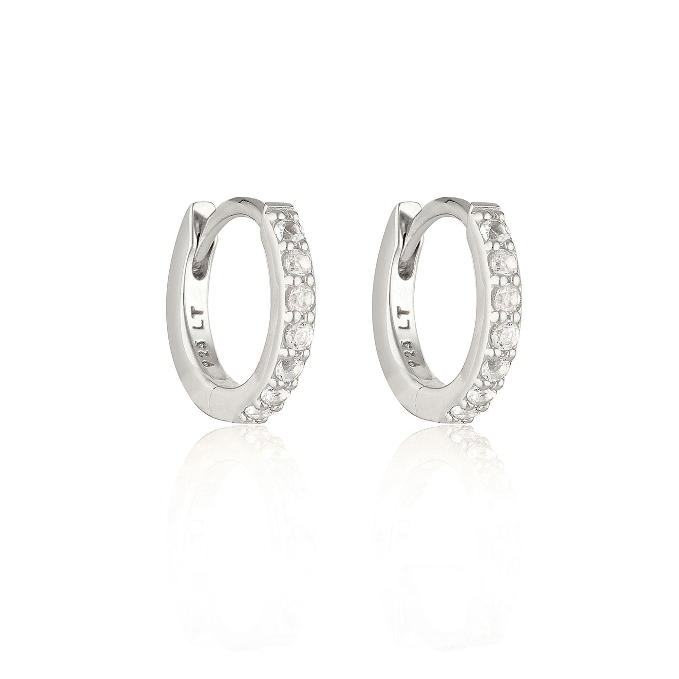 Linda Tahija White Topaz Alpha Huggies, Gold or Silver