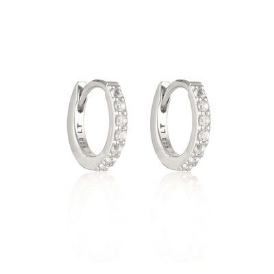 Linda Tahija White Topaz Alpha Huggies, Gold or Silver