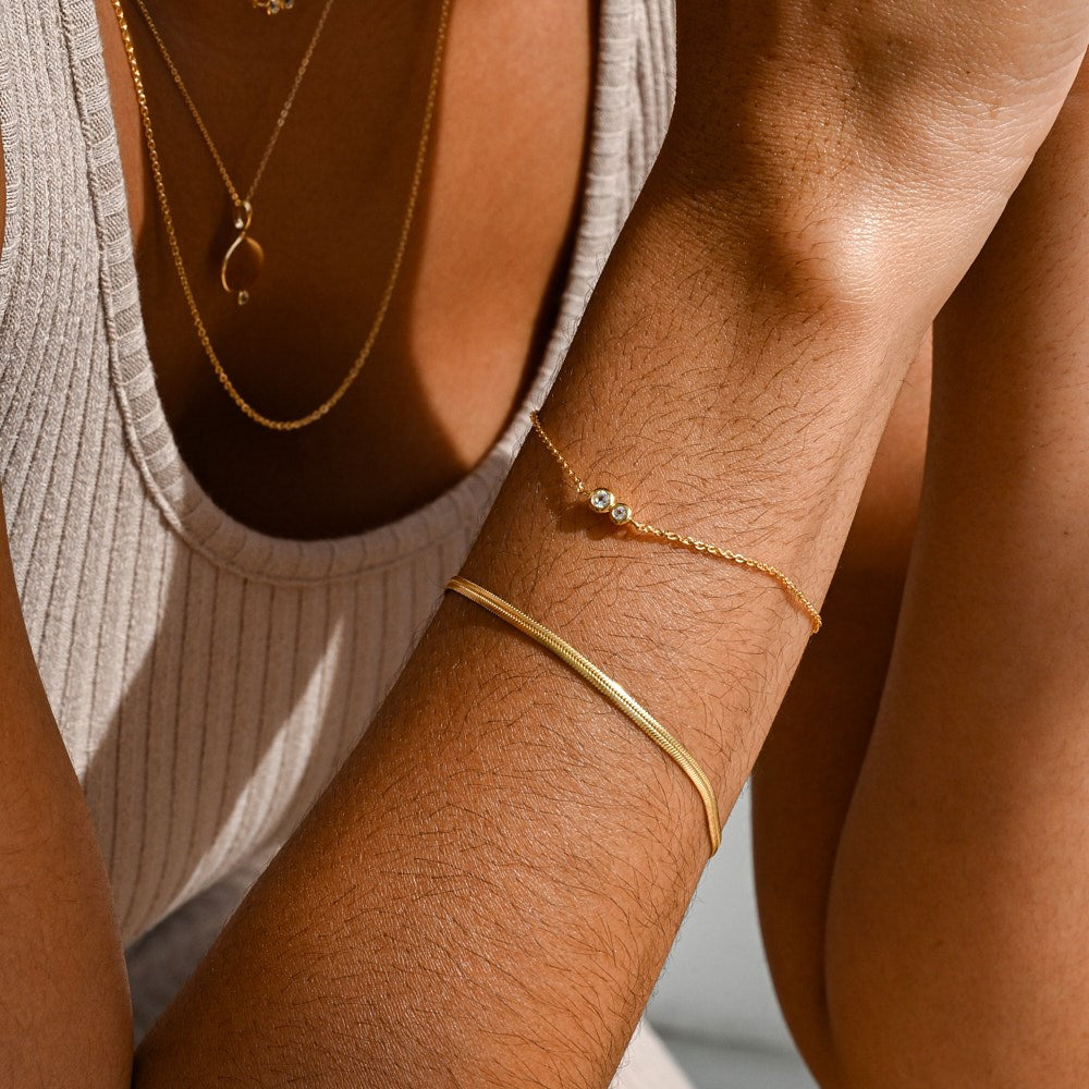 Linda Tahija White Topaz Duo Bracelet, Silver