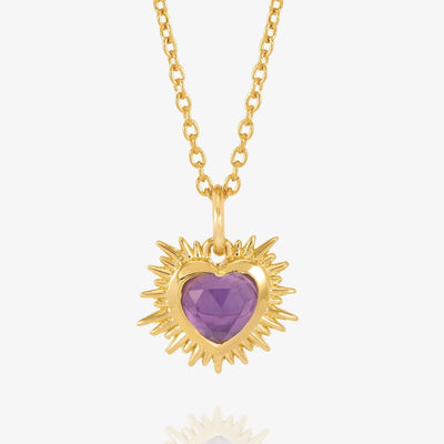 Rachel Jackson Electric Love February Birthstone Heart Necklace, Gold