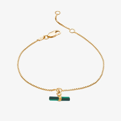 Rachel Jackson Mini Malachite T-Bar Bracelet, Gold