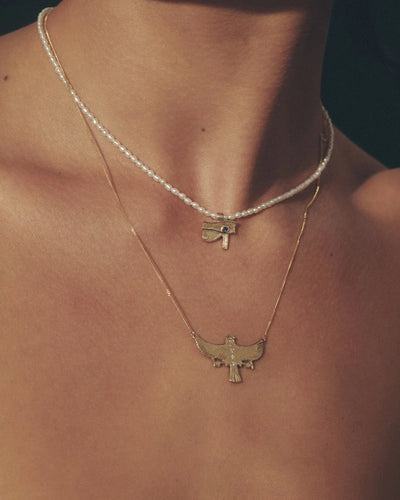 Temple of the Sun Solid Gold Aquila Necklace