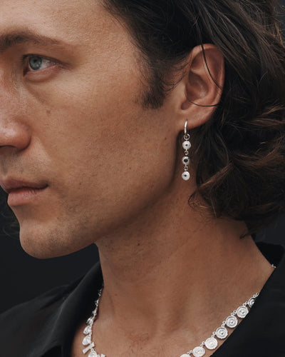 Temple of the Sun Blessing Earrings, Silver