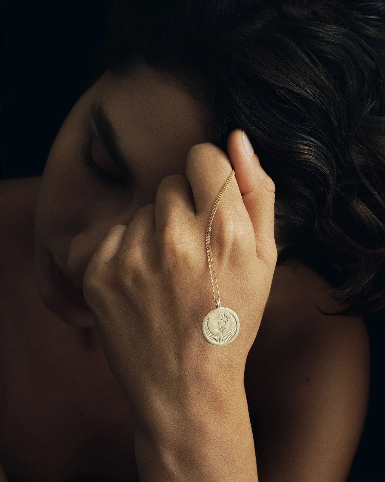 Temple of the Sun Solid Gold Celeste White Diamond Necklace