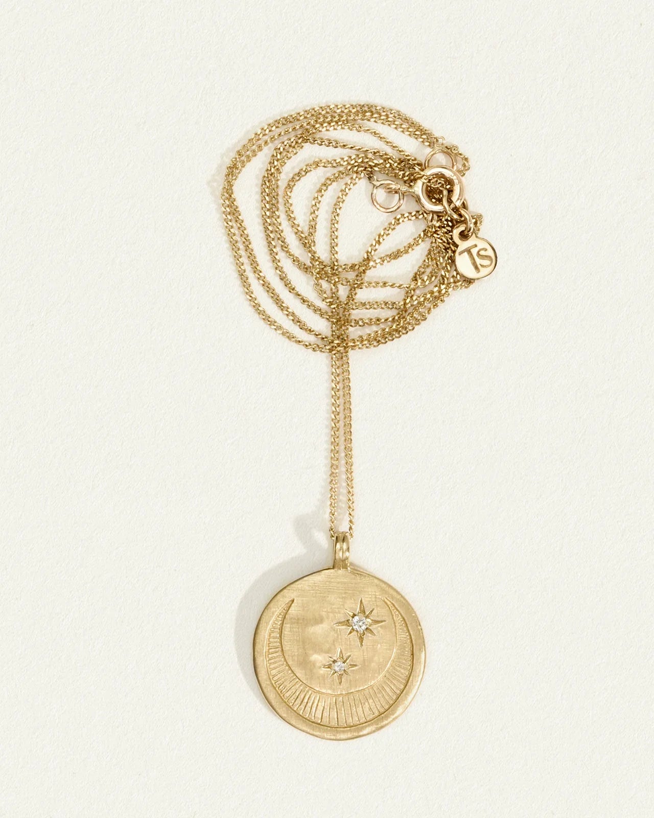 Temple of the Sun Solid Gold Celeste White Diamond Necklace