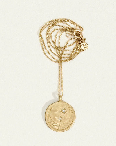 Temple of the Sun Solid Gold Celeste White Diamond Necklace