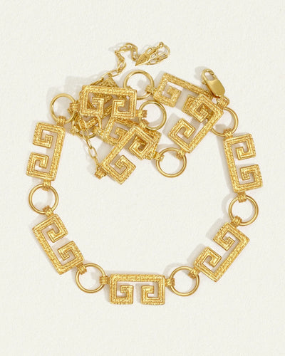 Temple of the Sun Greca Chain Necklace, Gold