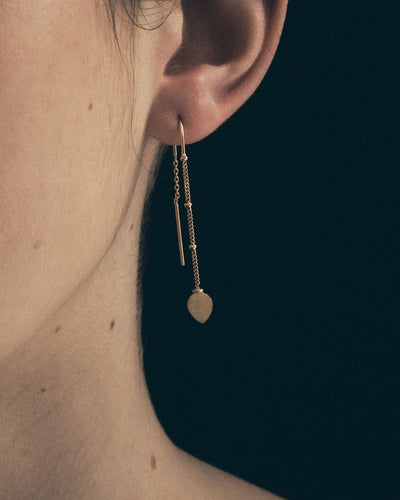 Temple of the Sun Hanging Lotus Earrings, Gold