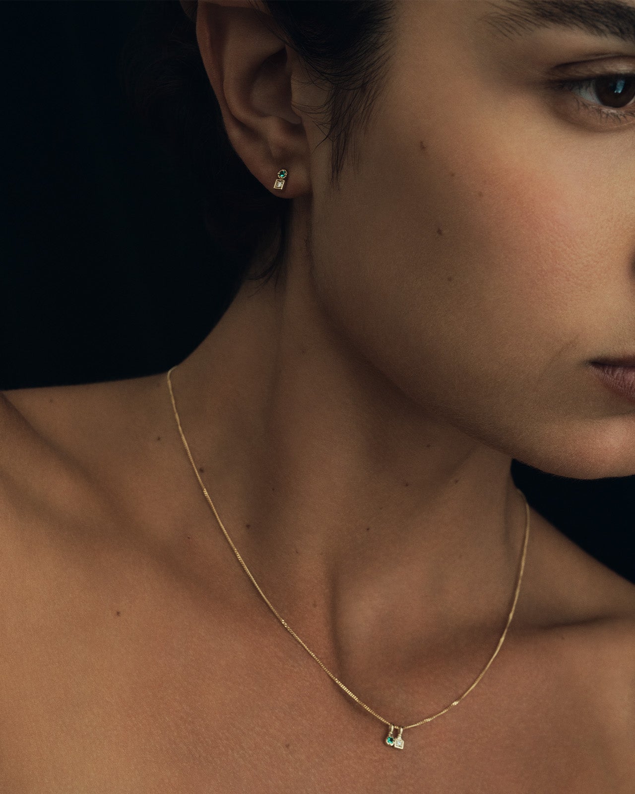 Temple of the Sun Solid Gold Lenci Diamond & Emerald Necklace