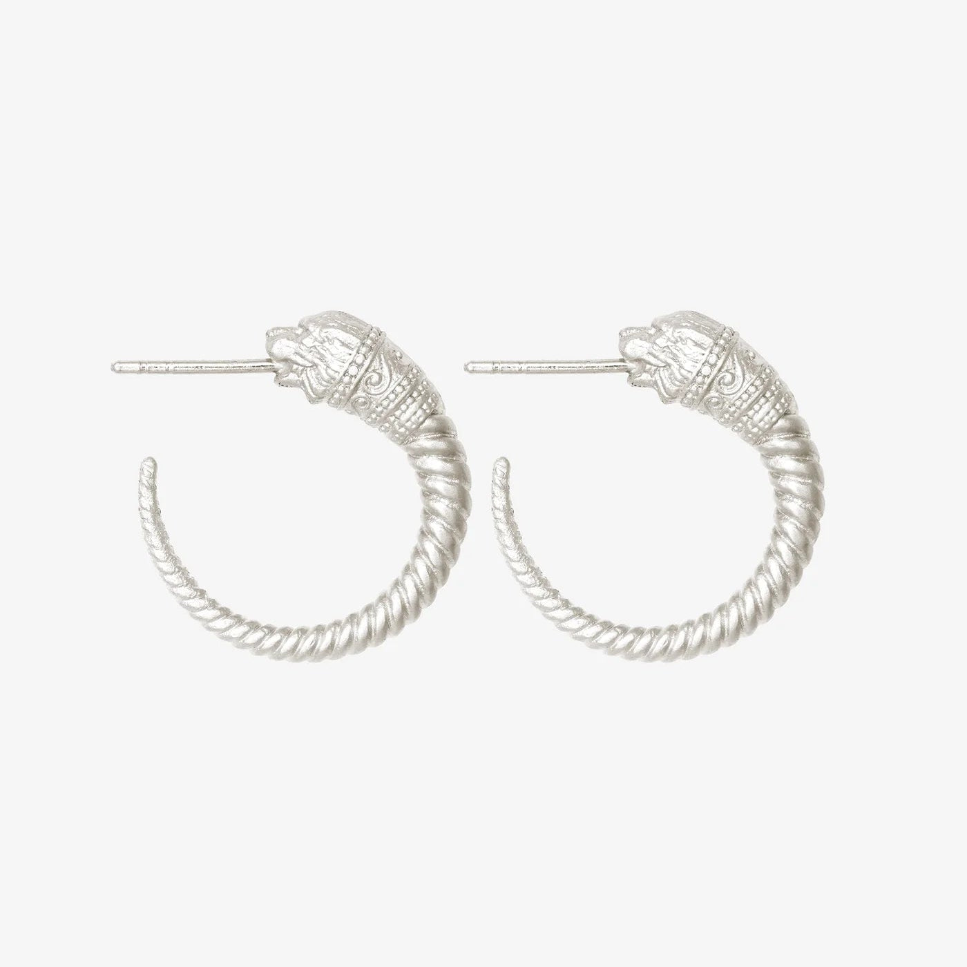 Temple of the Sun Loulon Lion Hoops, Silver