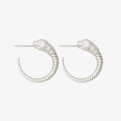 Temple of the Sun Loulon Lion Hoops, Silver