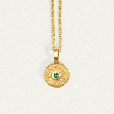 Temple of the Sun Mina Emerald Necklace, Gold