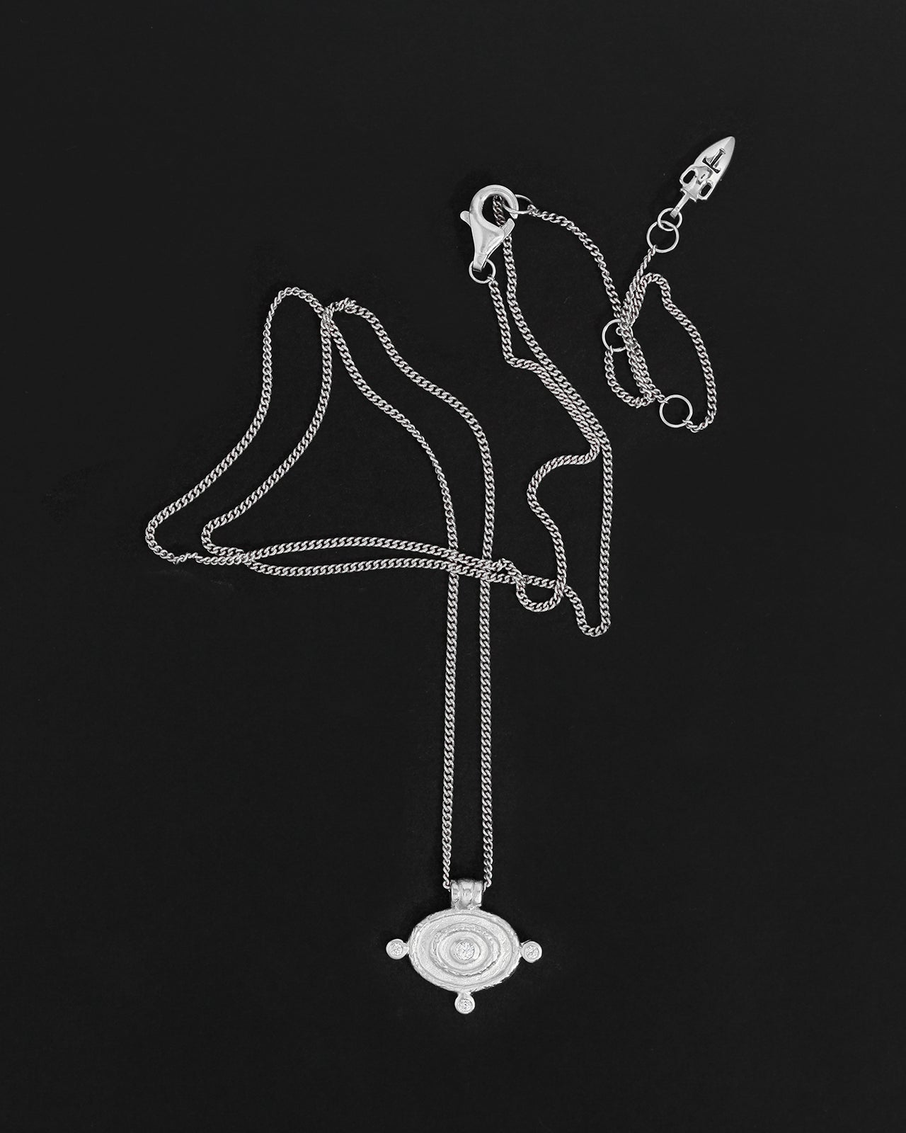 Temple of the Sun Reign Oval Necklace, Silver