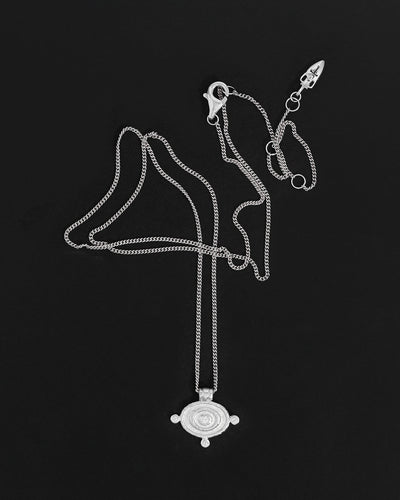 Temple of the Sun Reign Oval Necklace, Silver