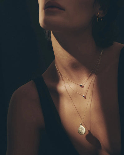 Temple of the Sun Solid Gold Sollus Sapphire Necklace