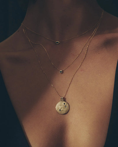 Temple of the Sun Solid Gold Sollus Sapphire Necklace