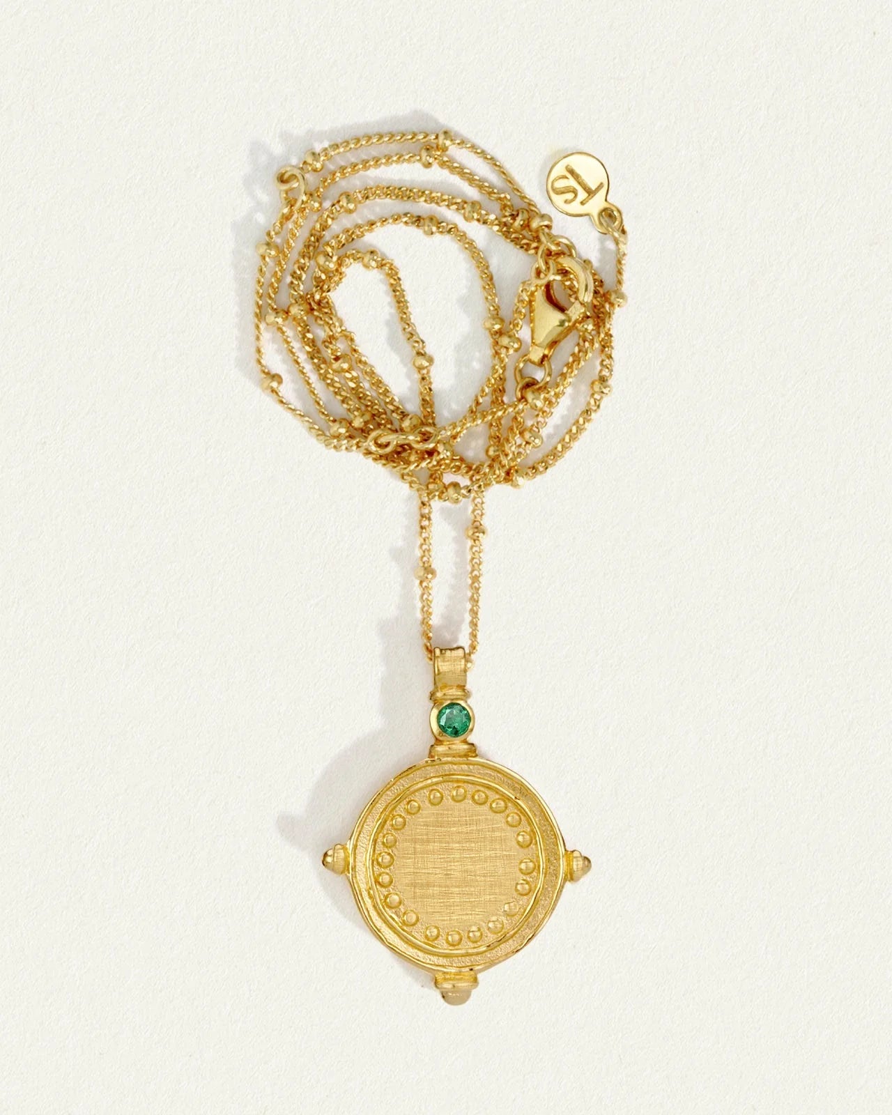 Temple of the Sun Sura Emerald Necklace, Gold