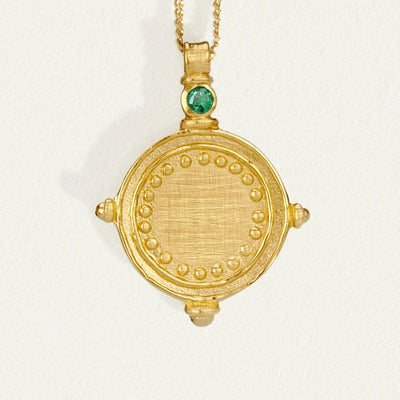 Temple of the Sun Sura Emerald Necklace, Gold