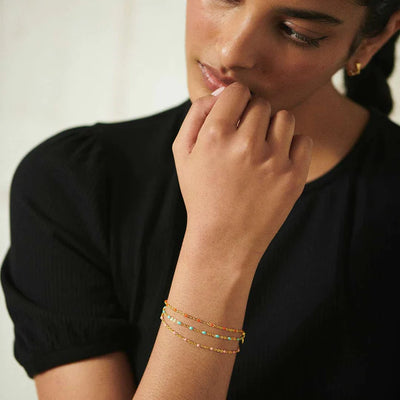 Daisy London Treasures Turquoise Beaded Bracelet, Gold