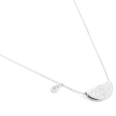 By Charlotte Lotus Birthstone Necklace (August), Silver